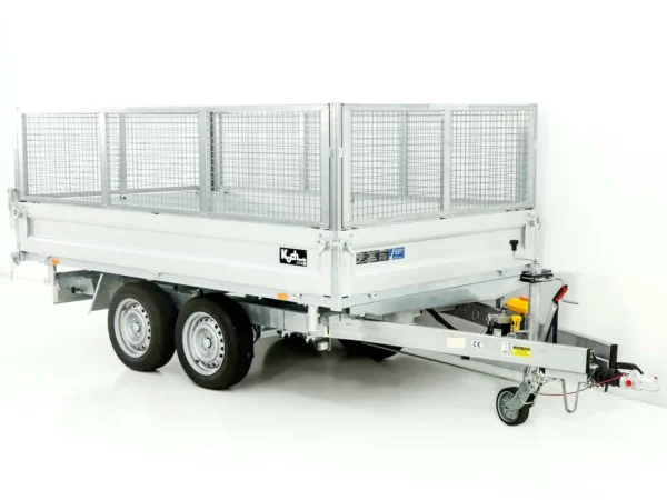 UDK 175x306cm 2,6t driezijdige kiepwagen | Elektronische pomp | Noodpomp | 65cm rooster